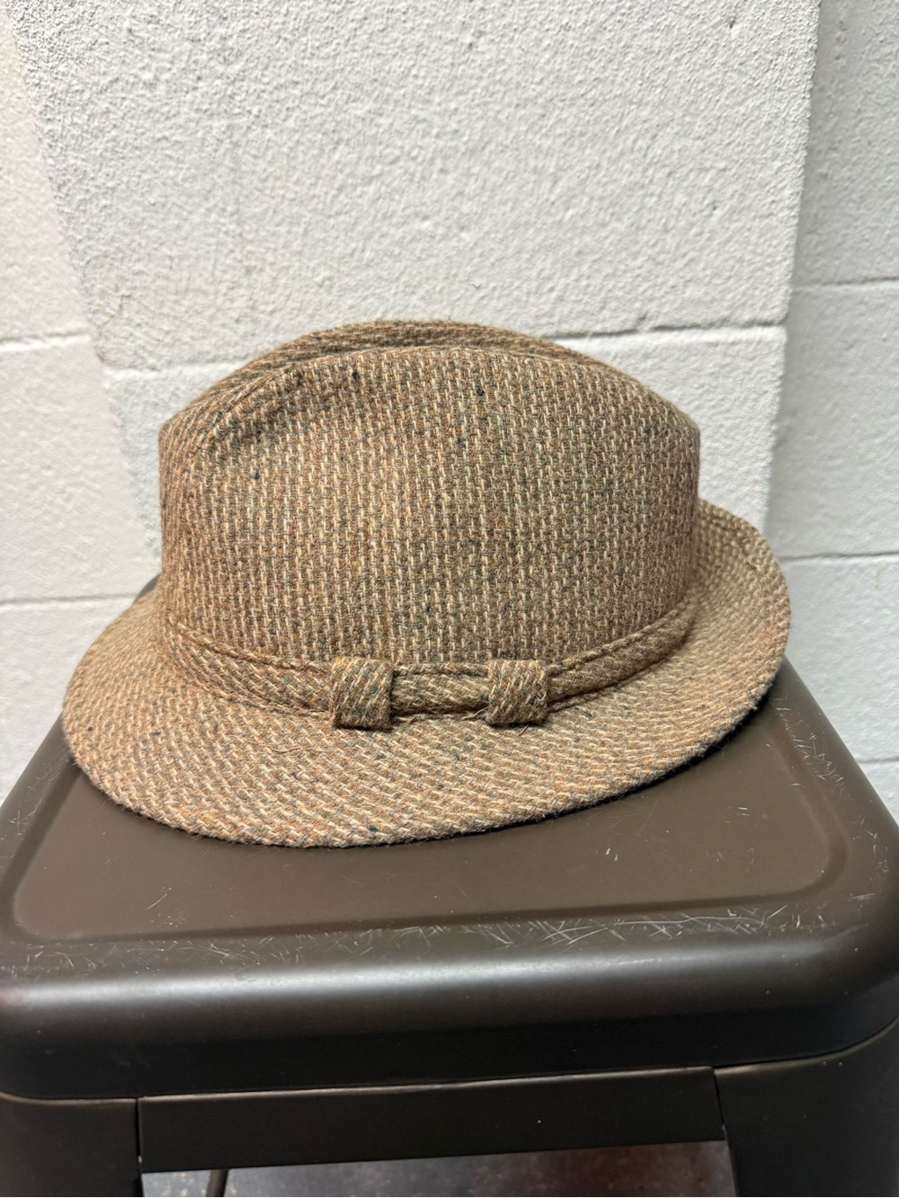 Men's Textured Brown Wool Blend Fedora Hat